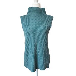 NWT Neiman Marcus XL Cashmere Sleveless Sweater Aqua